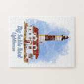 Grote Sable Point vuurtoren Waterverf - Michigan Legpuzzel (Horizontaal)