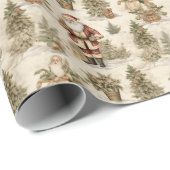 Grote Santa Retro Gold Cadeaupapier (Rol Hoek)