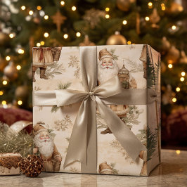 Grote Santa Retro Gold Cadeaupapier