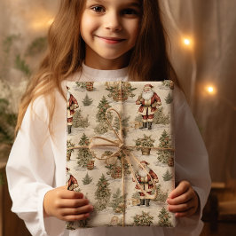 Grote Santa Retro Gold Cadeaupapier