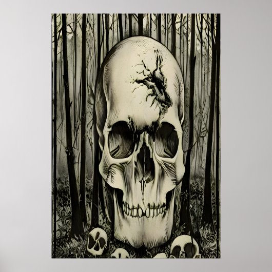 Grote schedel in het bos | AI Art Poster (Voorkant)