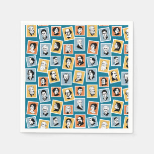 Grote schrijvers, dichters en toneelschrijvers op servet