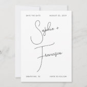 Grote script bruid & bruidegom namen minimalistisc save the date (Voorkant)