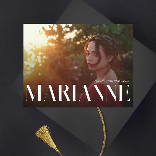 Grote Serif Naam Foto Afstuderen Uitnodiging