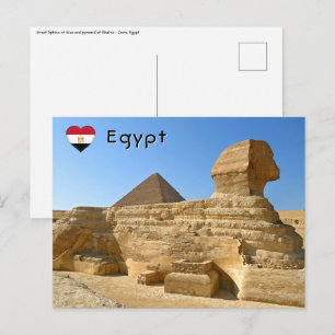 Grote Sfinx van Gizeh met Khafre-piramide - Egypte Briefkaart