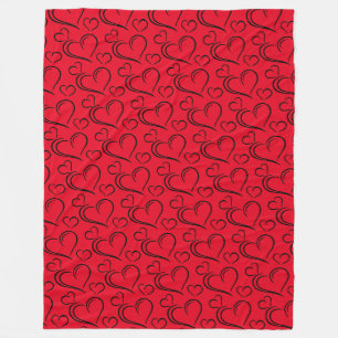 Grote sherpa-deken met rood en zwart hart fleece deken