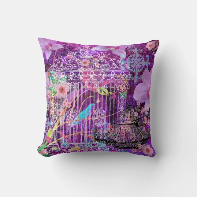 Grote Sierkussen, Violet,  vogelkooi Kussen (Voorkant)