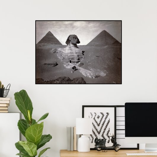 Grote sinaasappel van Giza Necropolis en Pyramiden Poster (Thuiskantoor)