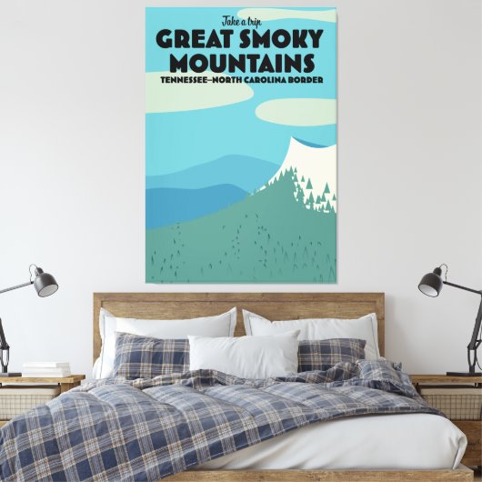 Grote Smoky Mountains reisposter. Canvas Afdruk (Insitu (Slaapkamer))