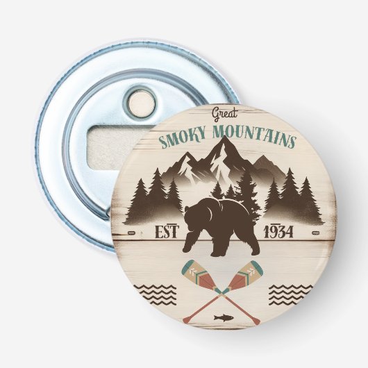 Grote Smoky Mountains, TN beer Button Flesopener (Voorkant)