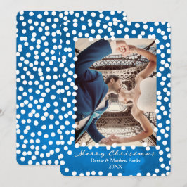 Grote sneeuwstippen op Nebulas Blue, kerstkaart Kaart