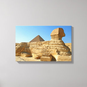 Grote Sphinx van Giza met Khafre-piramide - Egypte Canvas Afdruk
