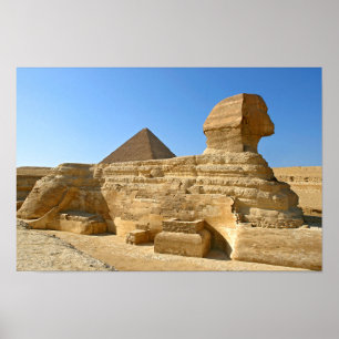 Grote Sphinx van Giza met Khafre-piramide - Egypte Poster
