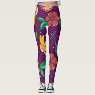 Grote Springy-Floral op Fuchsia Leggings