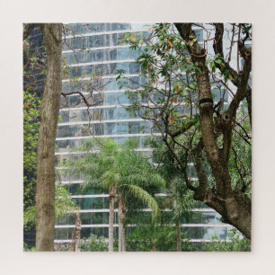 grote stad, wolkenkrabbers, bomen, park, Azië, Hon Legpuzzel