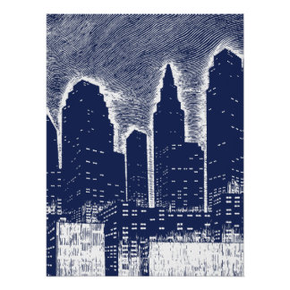 Grote stadsnachtverlichting stadsgezicht skyline perfect poster
