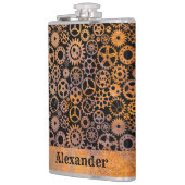 Grote Steampunk Rusty Gears Aangepaste naam Heupfles (Links)