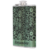 Grote Steampunk Verdigris Bronze Gears Aangepaste Heupfles (Links)