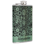 Grote Steampunk Verdigris Bronze Gears Aangepaste Heupfles (Rechts)