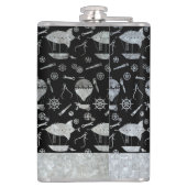 Grote Steampunk Zilver Zink Airship Aangepaste Naa Heupfles (Achterkant)