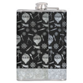 Grote Steampunk Zilveren Zink Ballons Custom Name Heupfles (Achterkant)