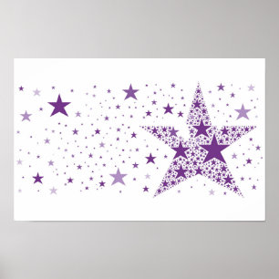 Grote ster gemaakt van kleine sterren in Violet Pa Poster