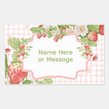 Grote stickerlabel Aardbeienthema
