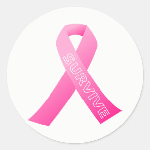 Grote Stickers-overleven roze lint Ronde Sticker