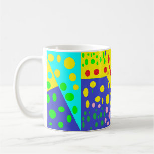 Grote stippen felle kleur blauw geel rood paarse koffiemok