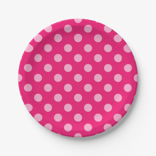 Grote Stippen met retro, Fuchsia en Pastel Roze Papieren Bordje