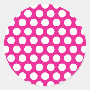 Grote Stippen op het Hot Pink-ontwerp Ronde Sticker