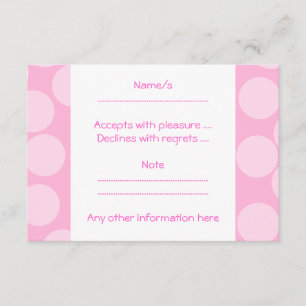 Grote Stippen Patroon. Bleek Roze en Snoep Roze. RSVP Kaartje