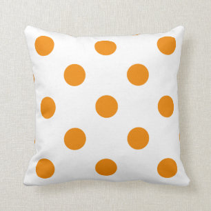 Grote Stippen - Tangerine op Wit Kussen