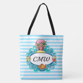 Grote strandtas - gestreept rugzakmodel draagtas