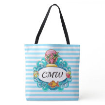 Grote strandtas - Gestreepte achterkant