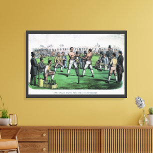 Grote strijd om het kampioenschap, vintage boksen canvas afdruk