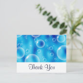 Grote stuiterende blauwe bubbels dank je briefkaart (Staand voorkant)