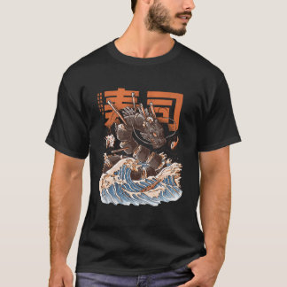 Grote Sushi Dragon Zwart T-shirt