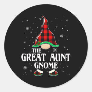 Grote tante Gnome Buffalo geruite familiegroep Ker Ronde Sticker