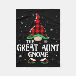 Grote tante Gnome Buffalo Plaid Familie Groep Kers Fleece Deken