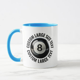 Grote tekst LICHTBLAUW Combo 11oz Aangepaste 8 Bal Mok
