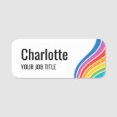 Grote tekst Rainbow Wave Personeel ID Wit Naamplaatje (Voorkant)