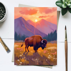 Grote Teton Bizon Nationaal Park Reis Schilderij Briefkaart