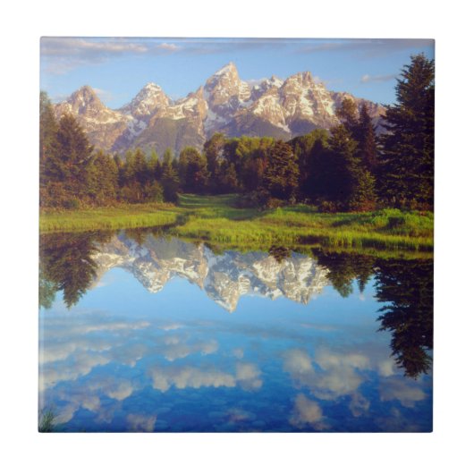 Grote Tetons die in de Snake-rivier reflecteren Tegeltje (Voorkant)