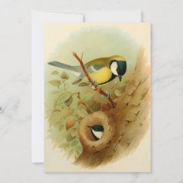 Grote tiet- Kleurrijke vogel, Kunst Feestdagenkaart