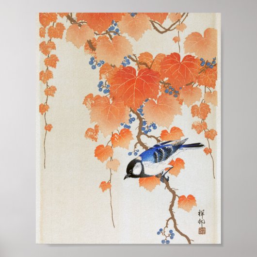 Grote tik op de paulownia-tak poster (Voorkant)