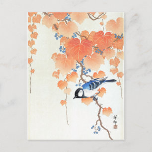 Grote tit in de paulownia-tak - Ohara Koson - Kuns Briefkaart