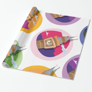 Grote Torenklok van Westminster Big Ben Patroon Cadeaupapier