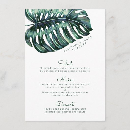 Grote tropische Monstera blad minimalist Menu (Voorkant)