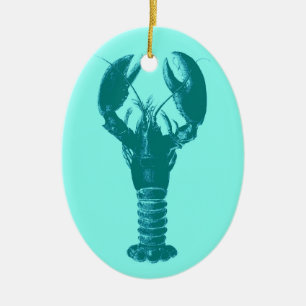 Grote Turquoise kreeft op Light Aqua Keramisch Ornament